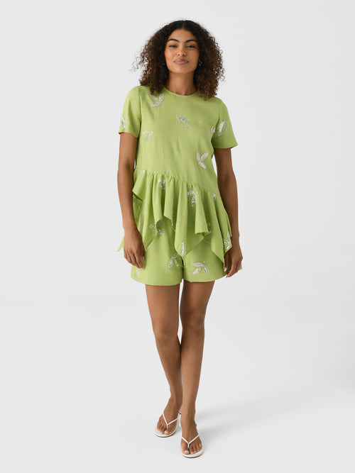 Marques Almeida Women's Linen Embroidered Sequin Short