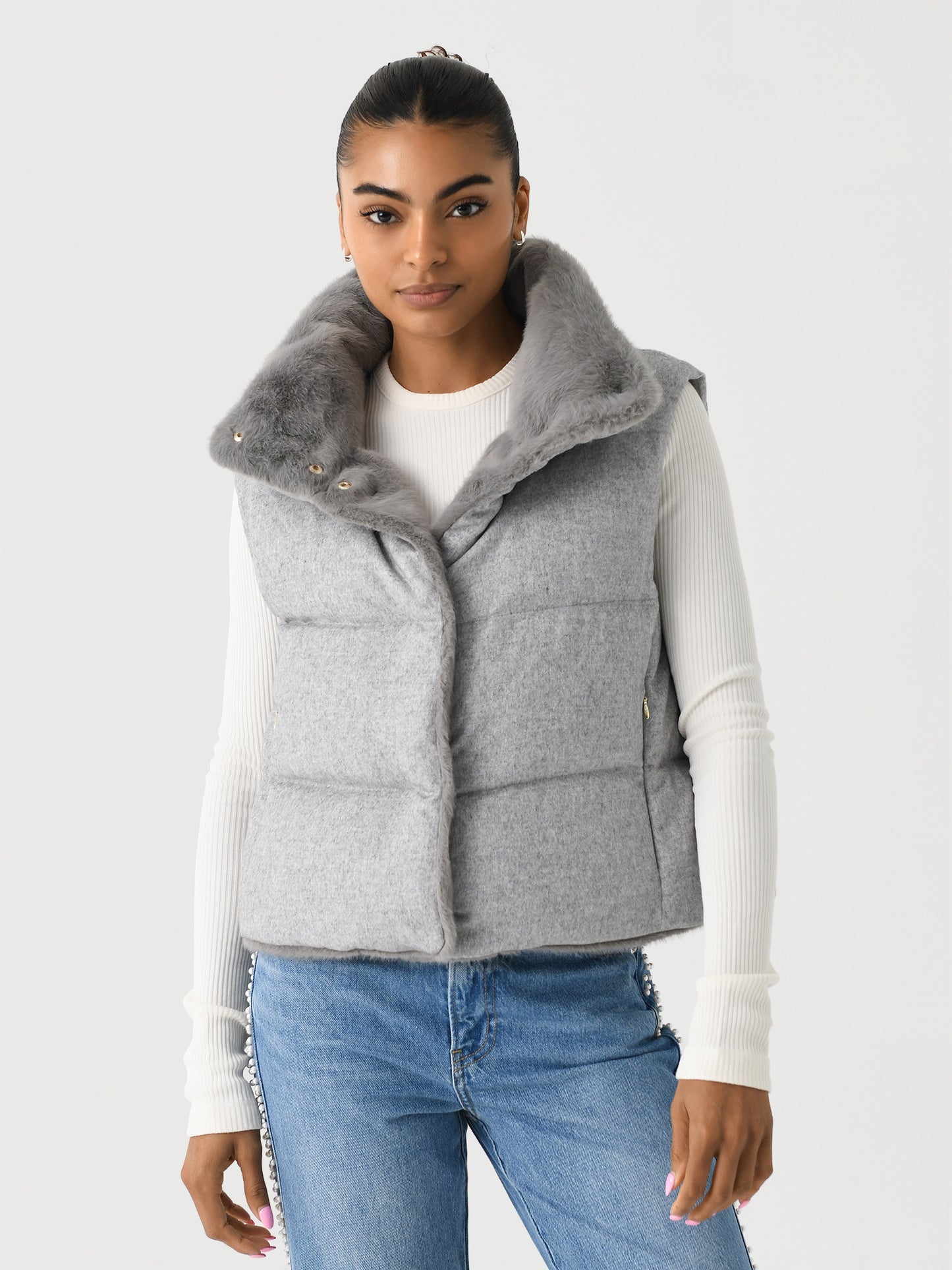 Herno Women's Silk Cashmere Down Vest - Saint Bernard