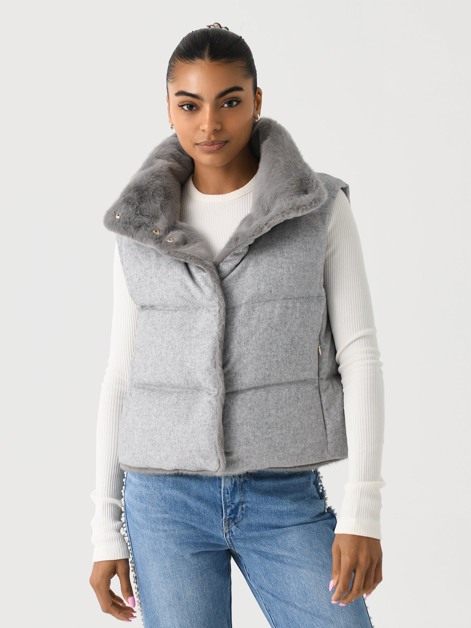 Herno Women's Silk Cashmere Down Vest - Saint Bernard