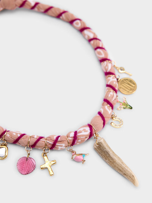 Bandana Moon Twisted Pink Bandana Necklace