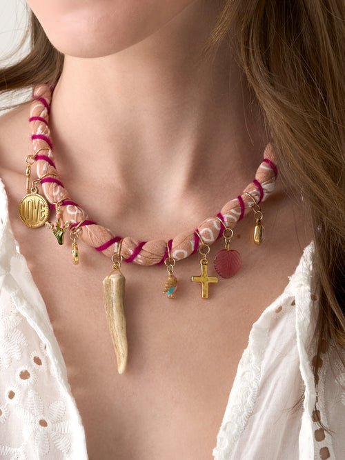 Bandana Moon Twisted Pink Bandana Necklace