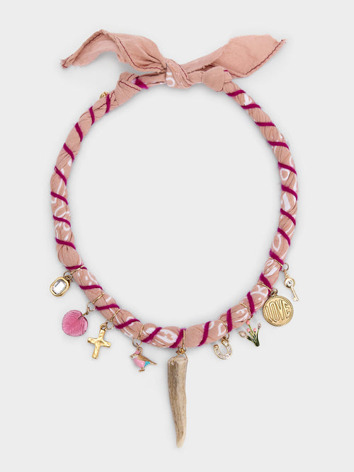 Bandana Moon Twisted Pink Bandana Necklace