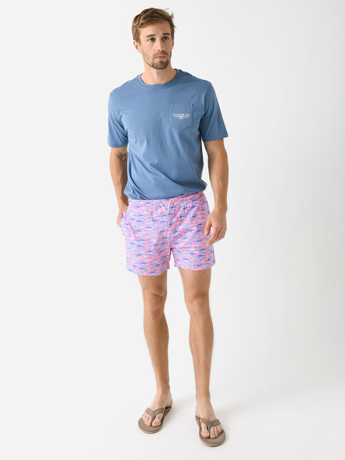 Bermies Men's Pink Sharks Swim Trunk