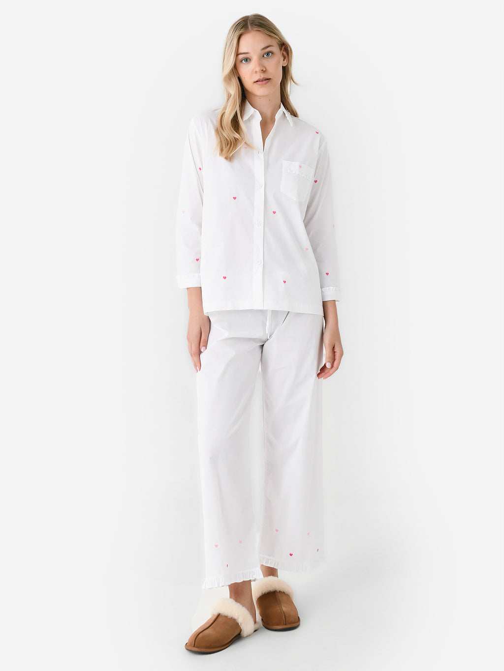 Lenora Women's Josie Heart Cotton Pajama Set - Saint Bernard