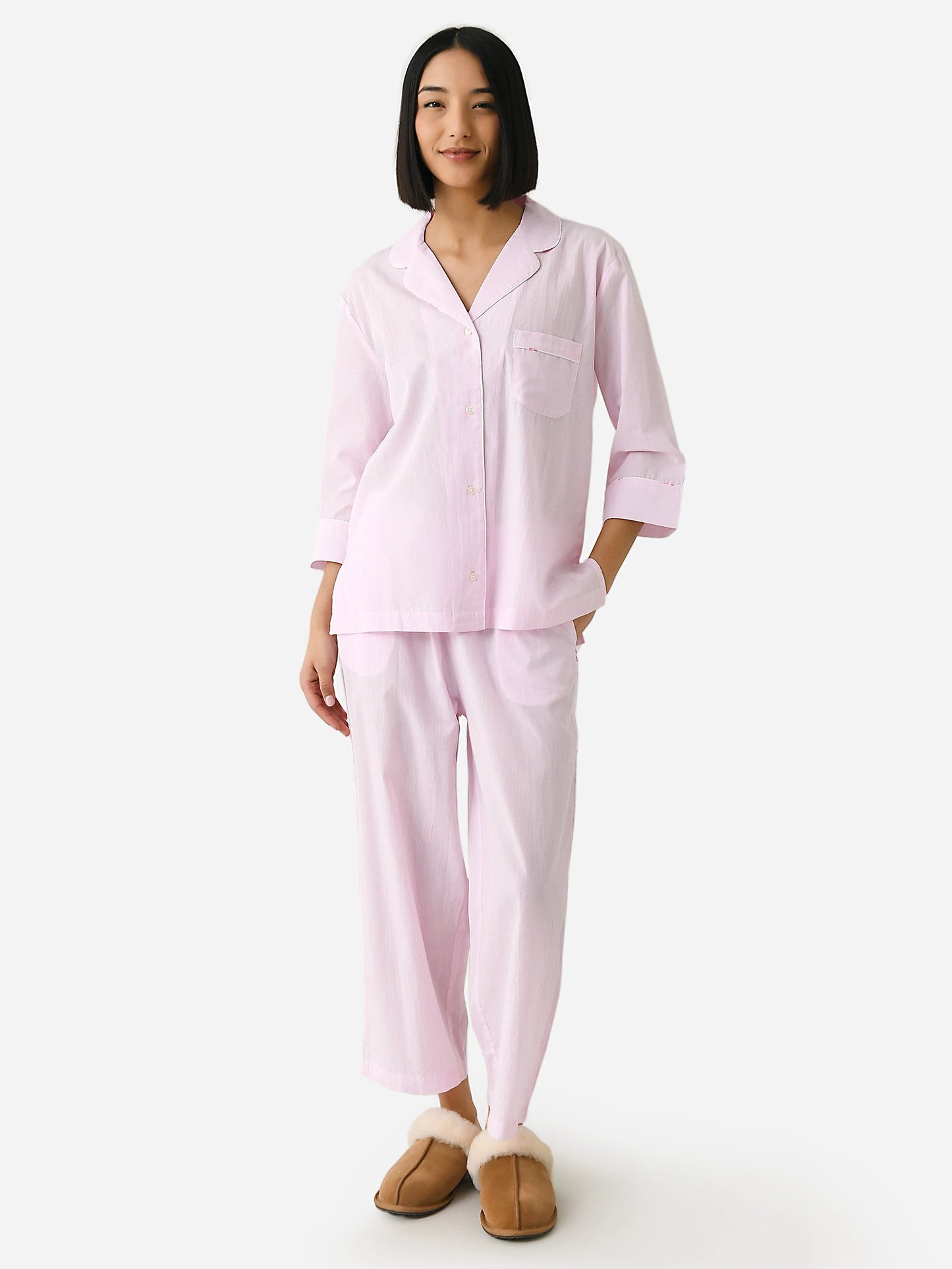 Lenora Women's Classic Pinstripe Cotton Pajama Set