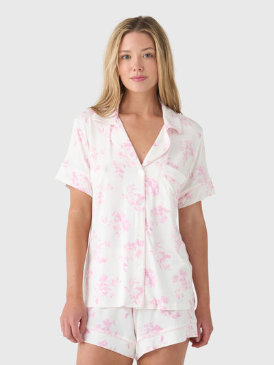 Eberjey Women's Gisele Printed Relaxed Shortie Pajama Set - Saint Bernard