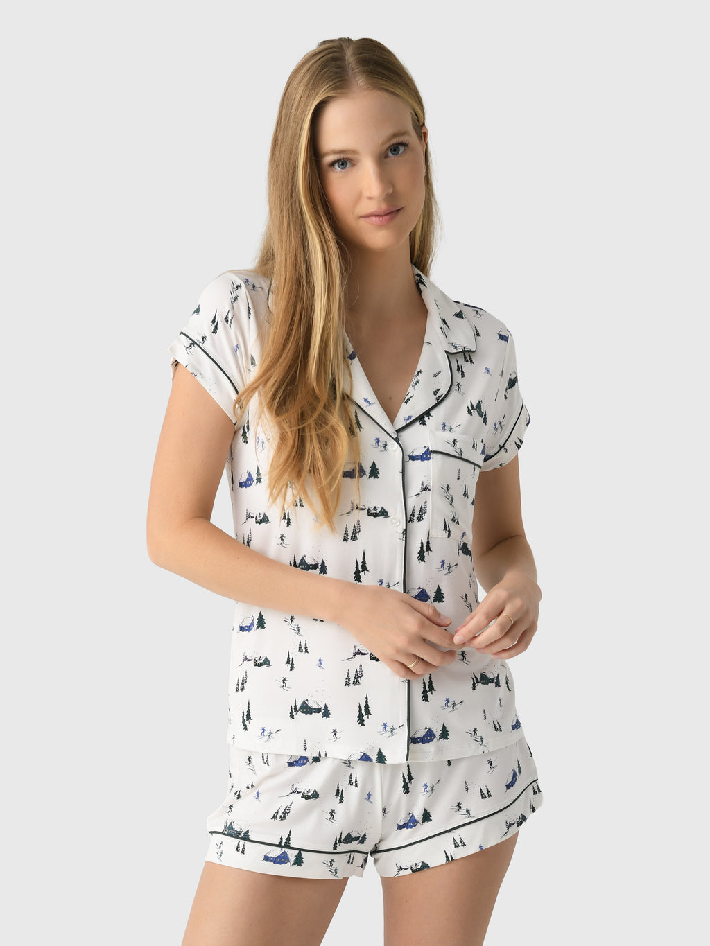 Eberjey Women's Gisele Printed Shortie Pajama Set - Saint Bernard
