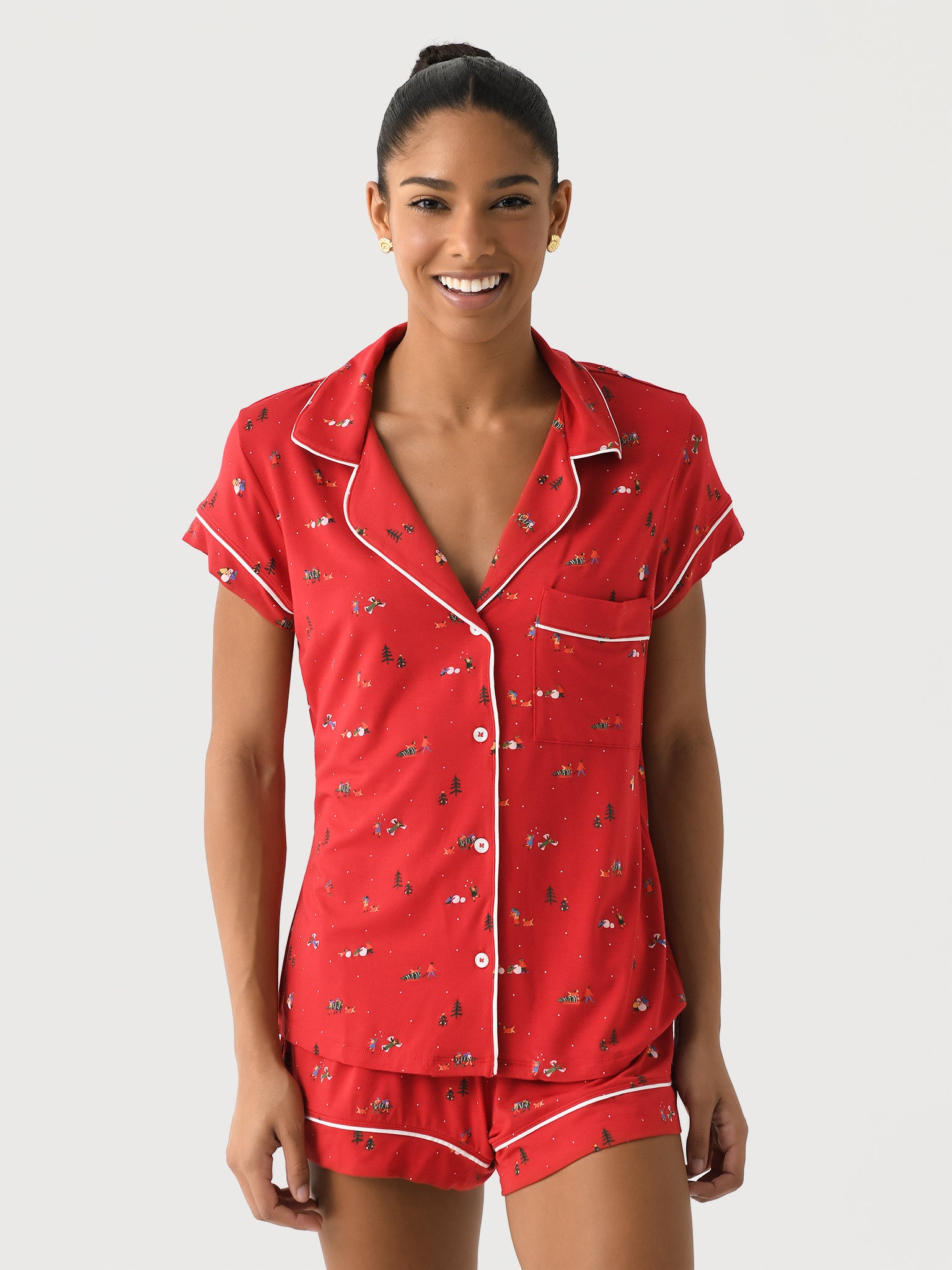 Eberjey Women's Gisele Printed Shortie Pajama Set - Saint Bernard