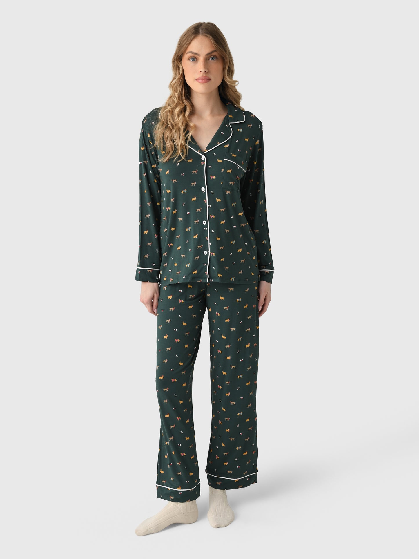 Eberjey Women's Gisele Printed Long Pajama Set - Saint Bernard