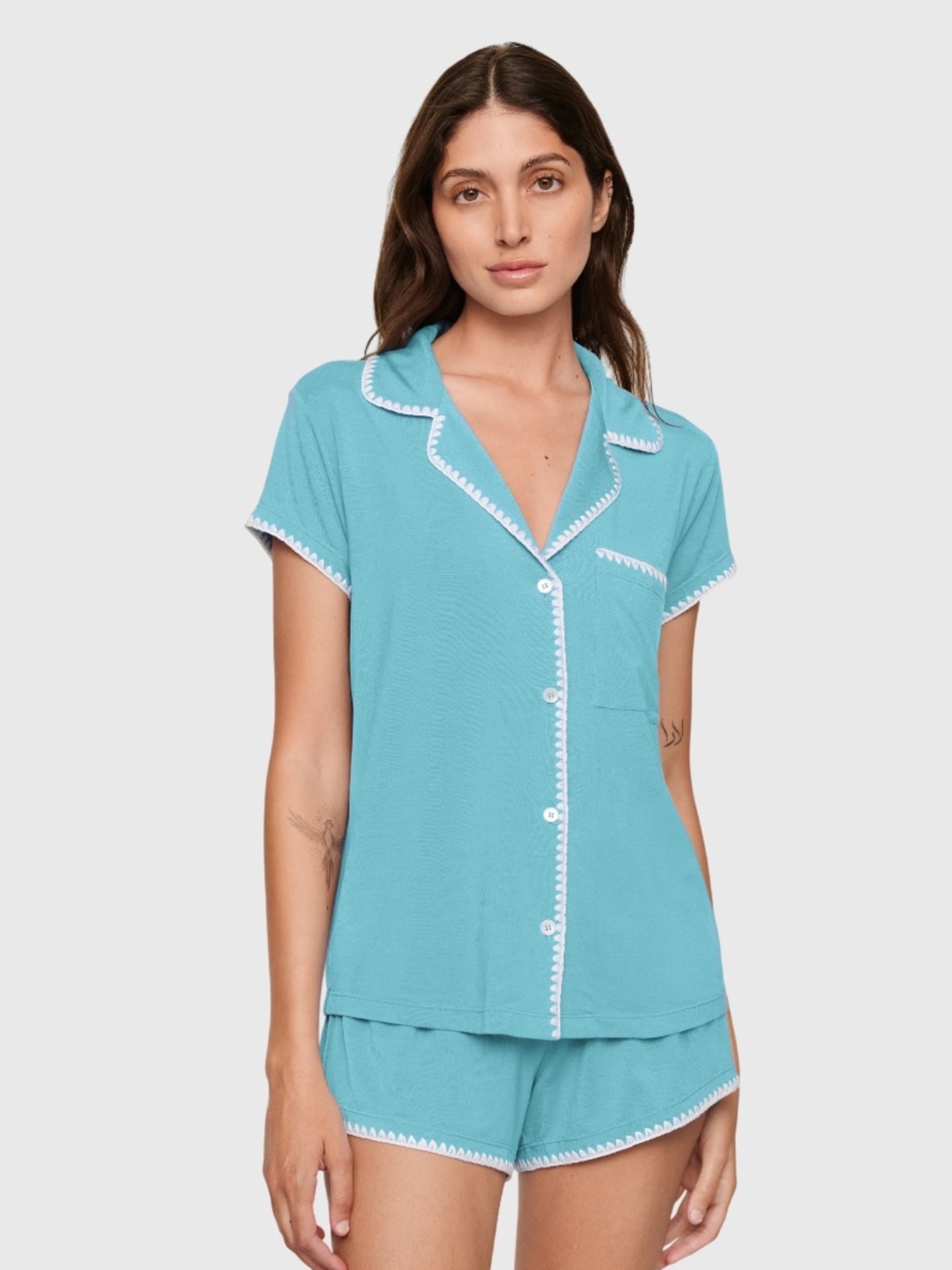 Eberjey Women's Frida Whipstitch Short Pajama Set - Saint Bernard