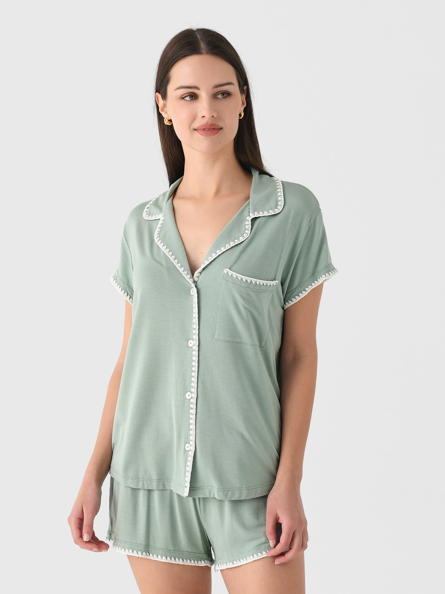 Eberjey Women's Frida Whipstitch Short Pajama Set - Saint Bernard