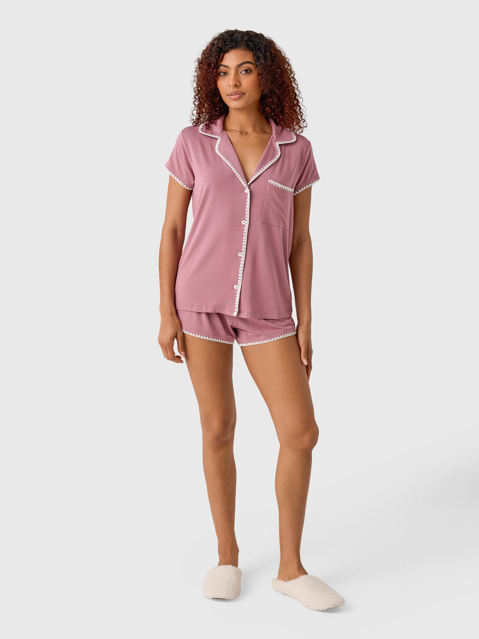 Eberjey Women's Frida Whipstitch Short Pajama Set - Saint Bernard
