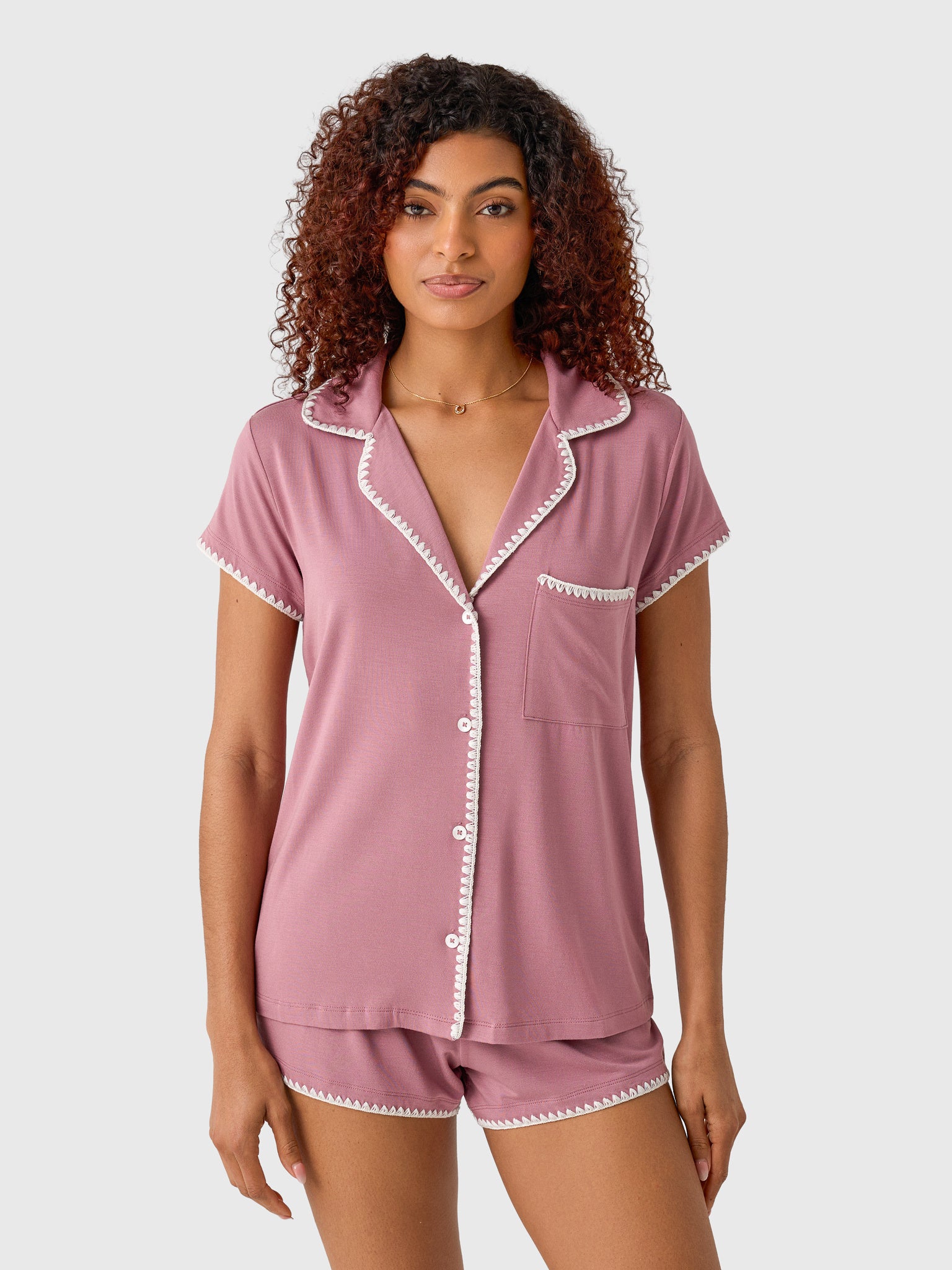 Eberjey Women's Frida Whipstitch Short Pajama Set - Saint Bernard