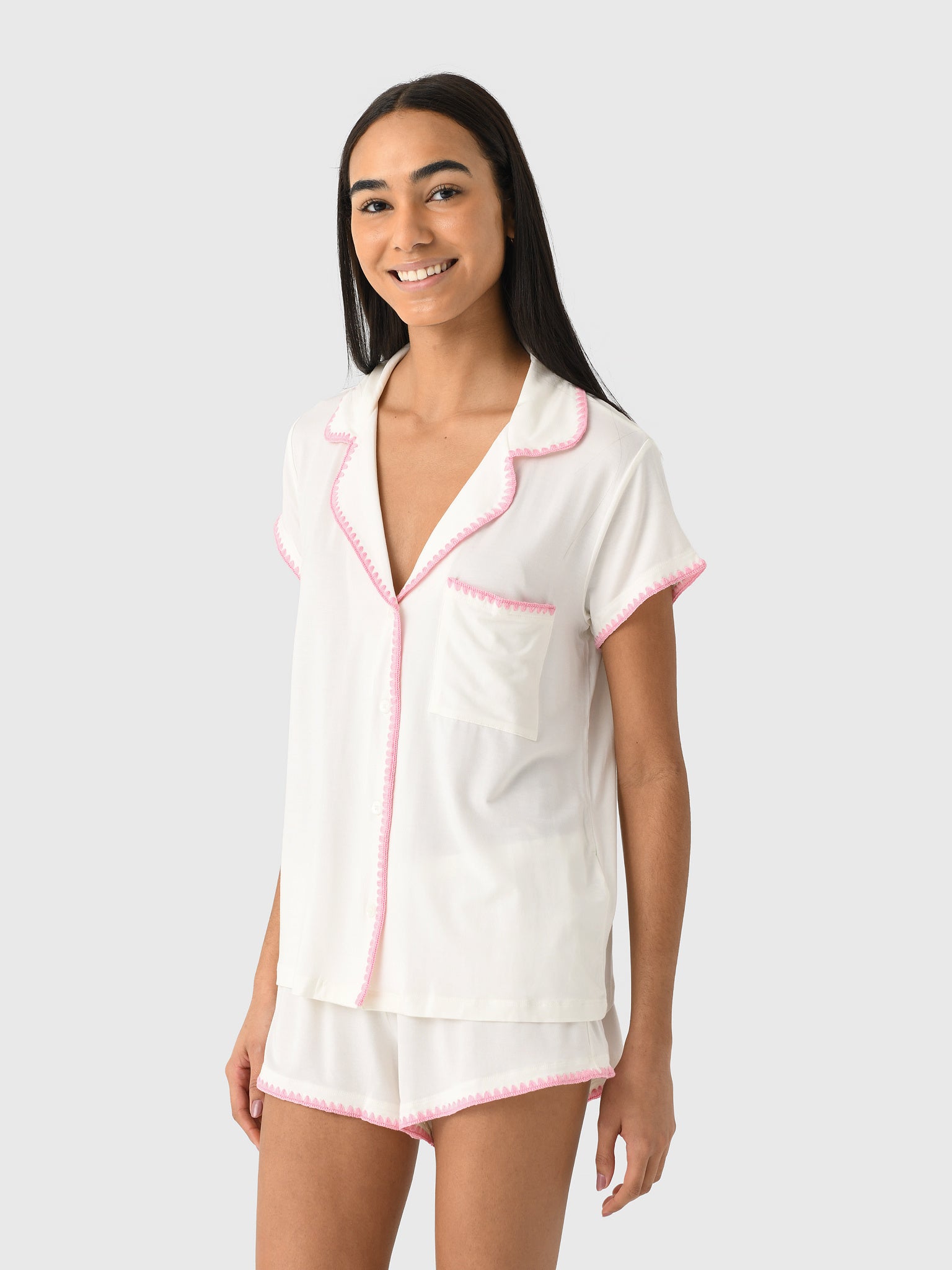 Eberjey Women's Frida Whipstitch Short Pajama Set - Saint Bernard