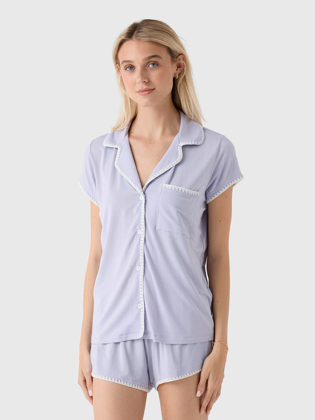 Eberjey Women's Frida Whipstitch Short Pajama Set - Saint Bernard