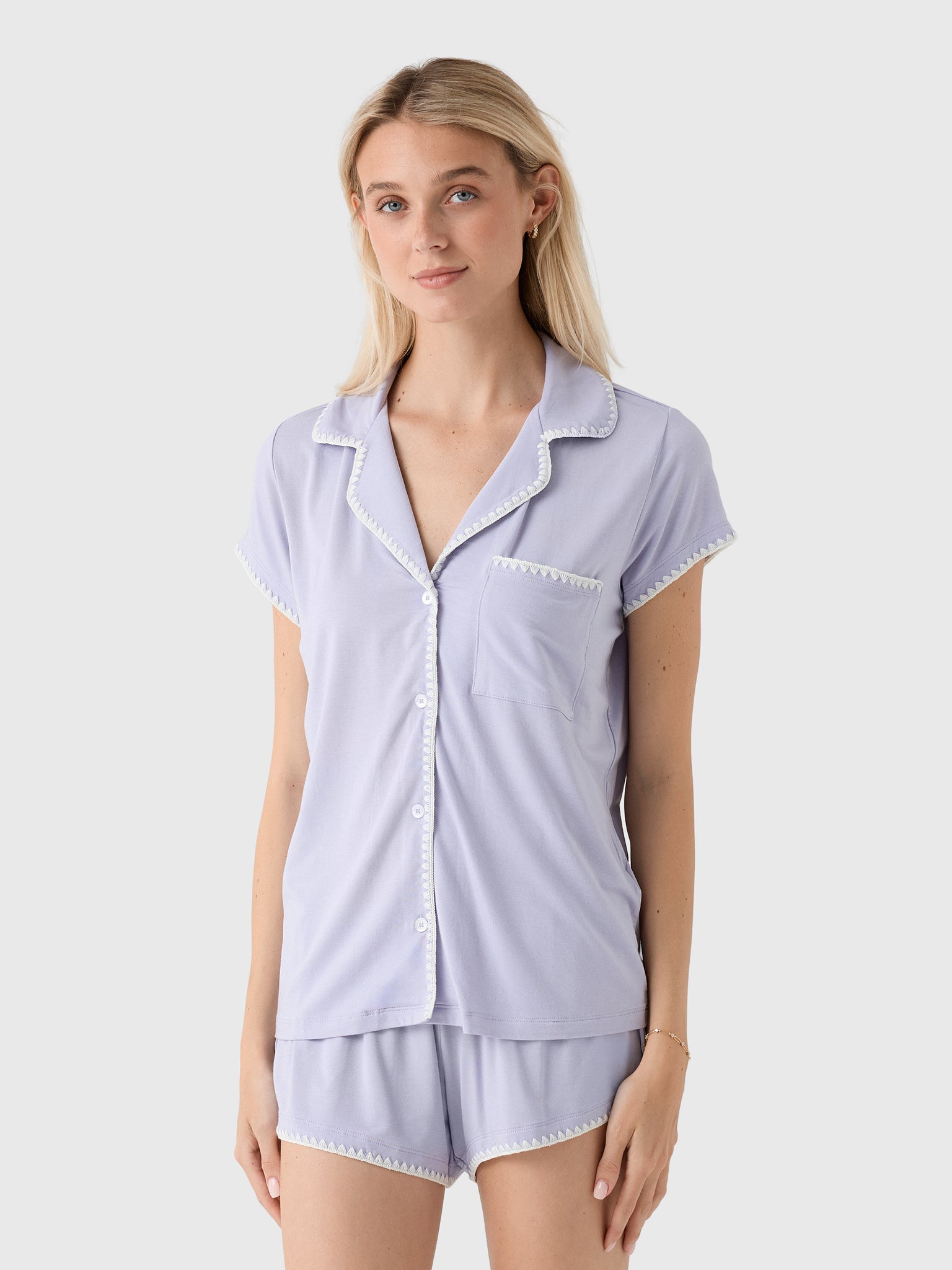 Eberjey Women's Frida Whipstitch Short Pajama Set - Saint Bernard