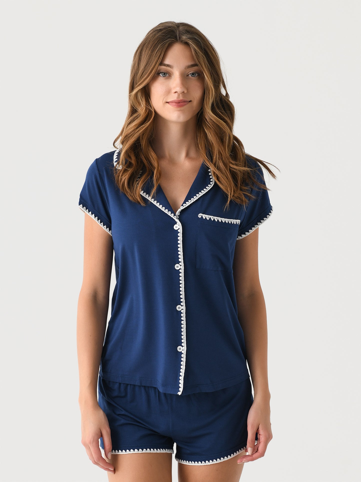 Eberjey Women's Frida Whipstitch Short Pajama Set - Saint Bernard