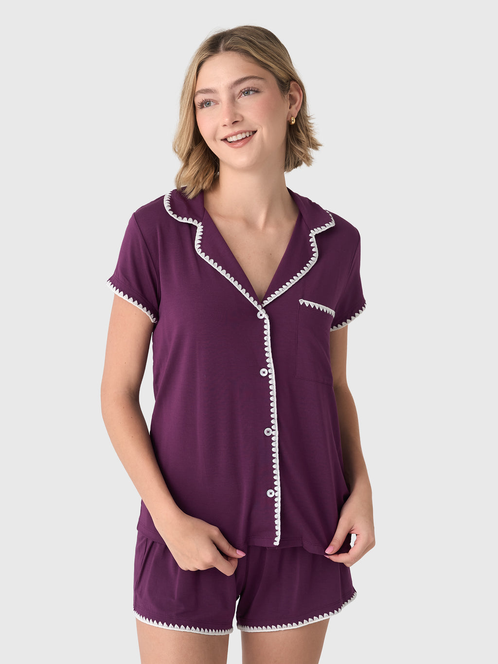 Eberjey Women's Frida Whipstitch Short Pajama Set - Saint Bernard