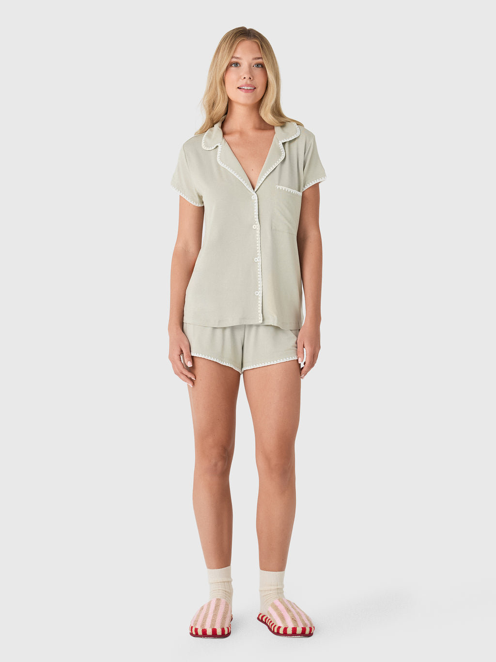 Eberjey Women's Frida Whipstitch Short Pajama Set - Saint Bernard
