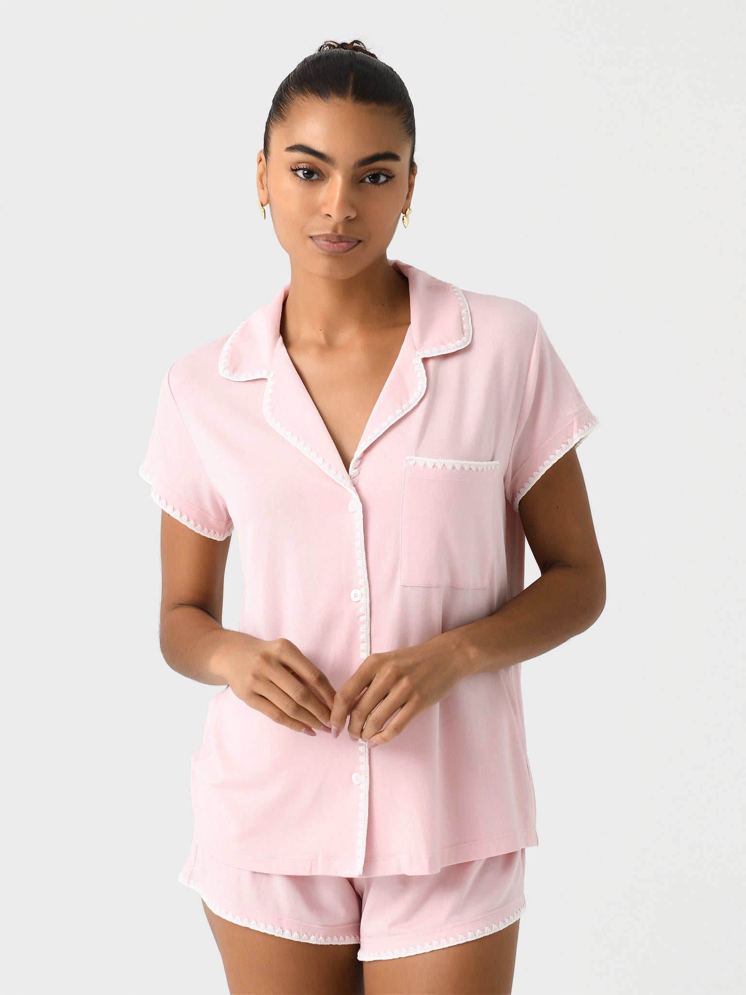 Eberjey Women's Frida Whipstitch Short Pajama Set - Saint Bernard