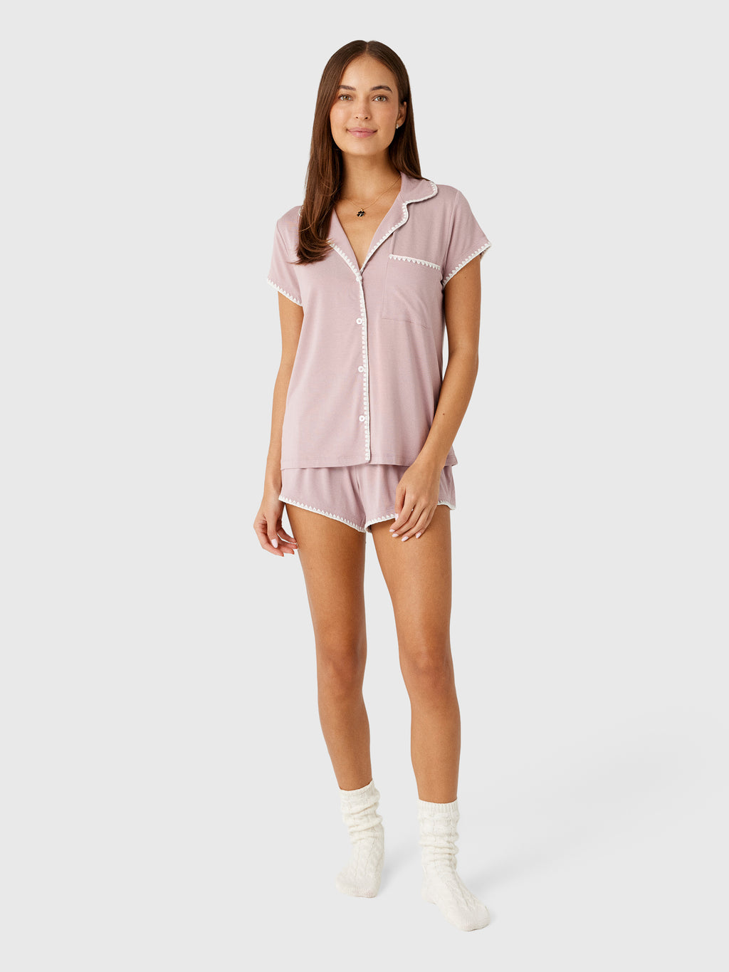 Eberjey Women's Frida Whipstitch Short Pajama Set - Saint Bernard