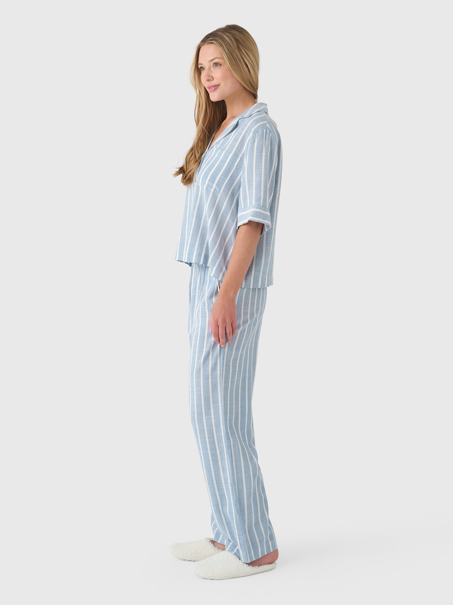 Eberjey Women's Nautico Relaxed Short Sleeve Pant Pajama Set - Saint Bernard