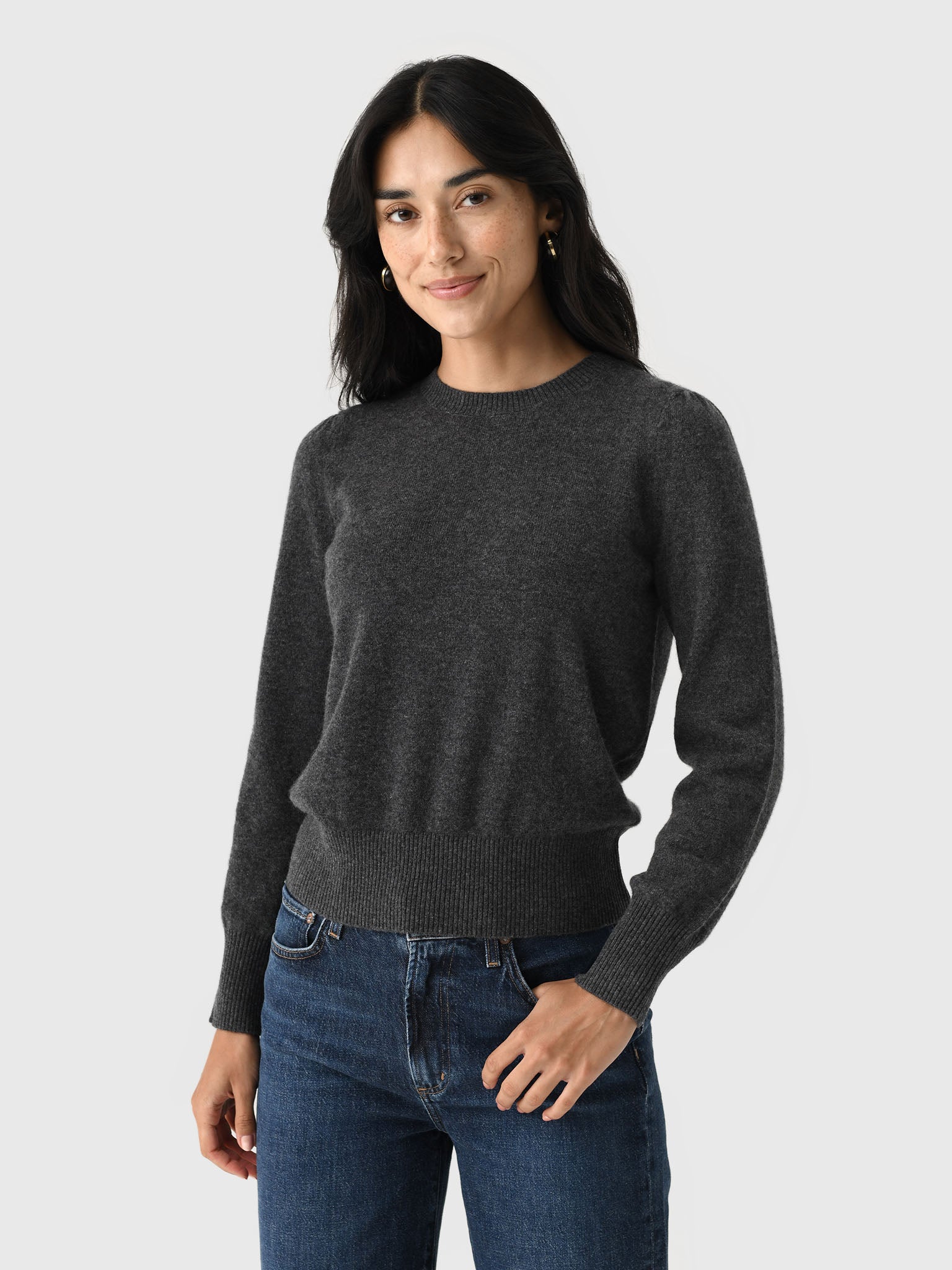 MVG Women's Cashmere Puff Sleeve Crewneck Sweater - Saint Bernard
