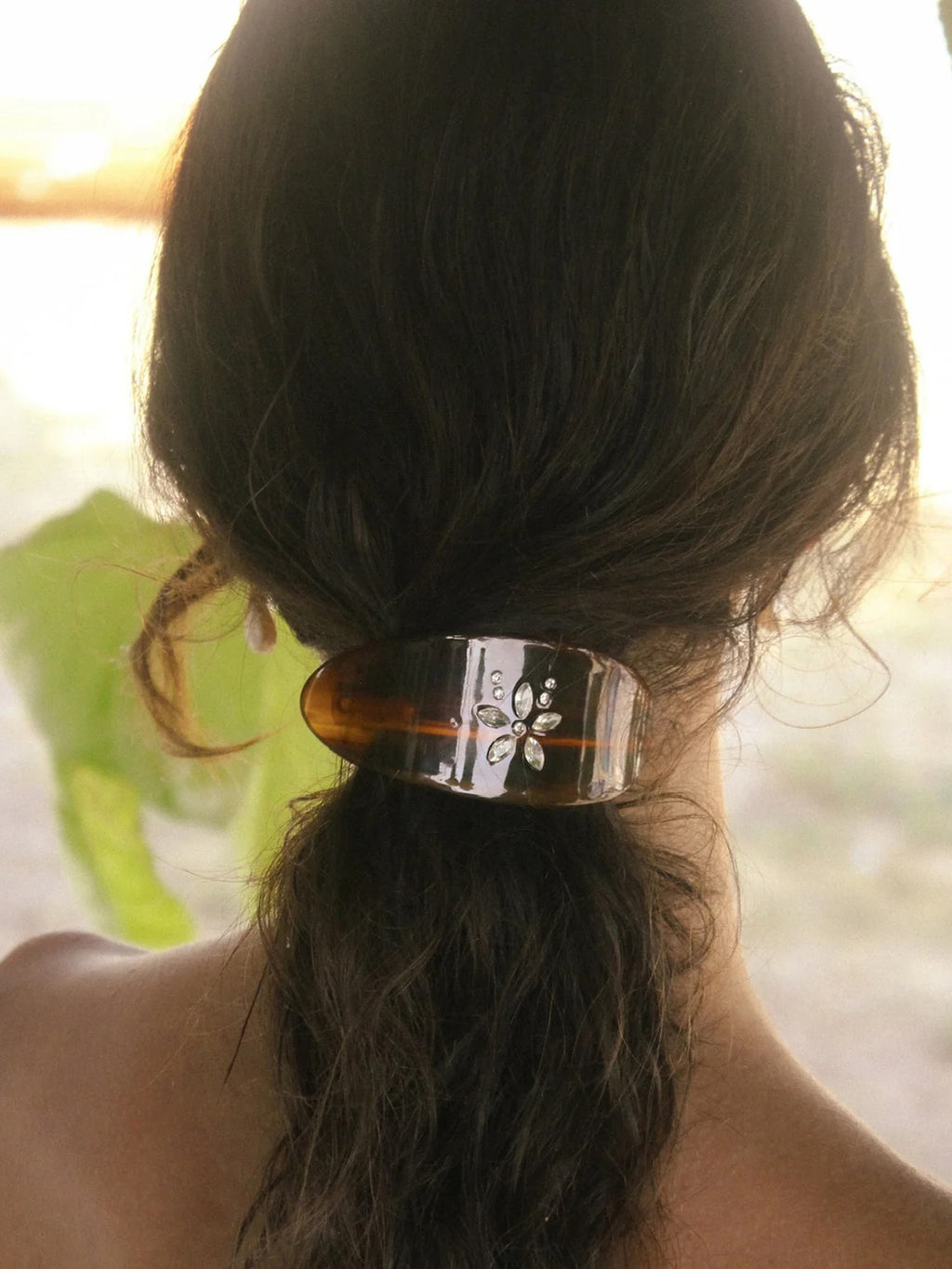 PONYTAIL BARRETTExTORTOISEGARDENIA-alt1