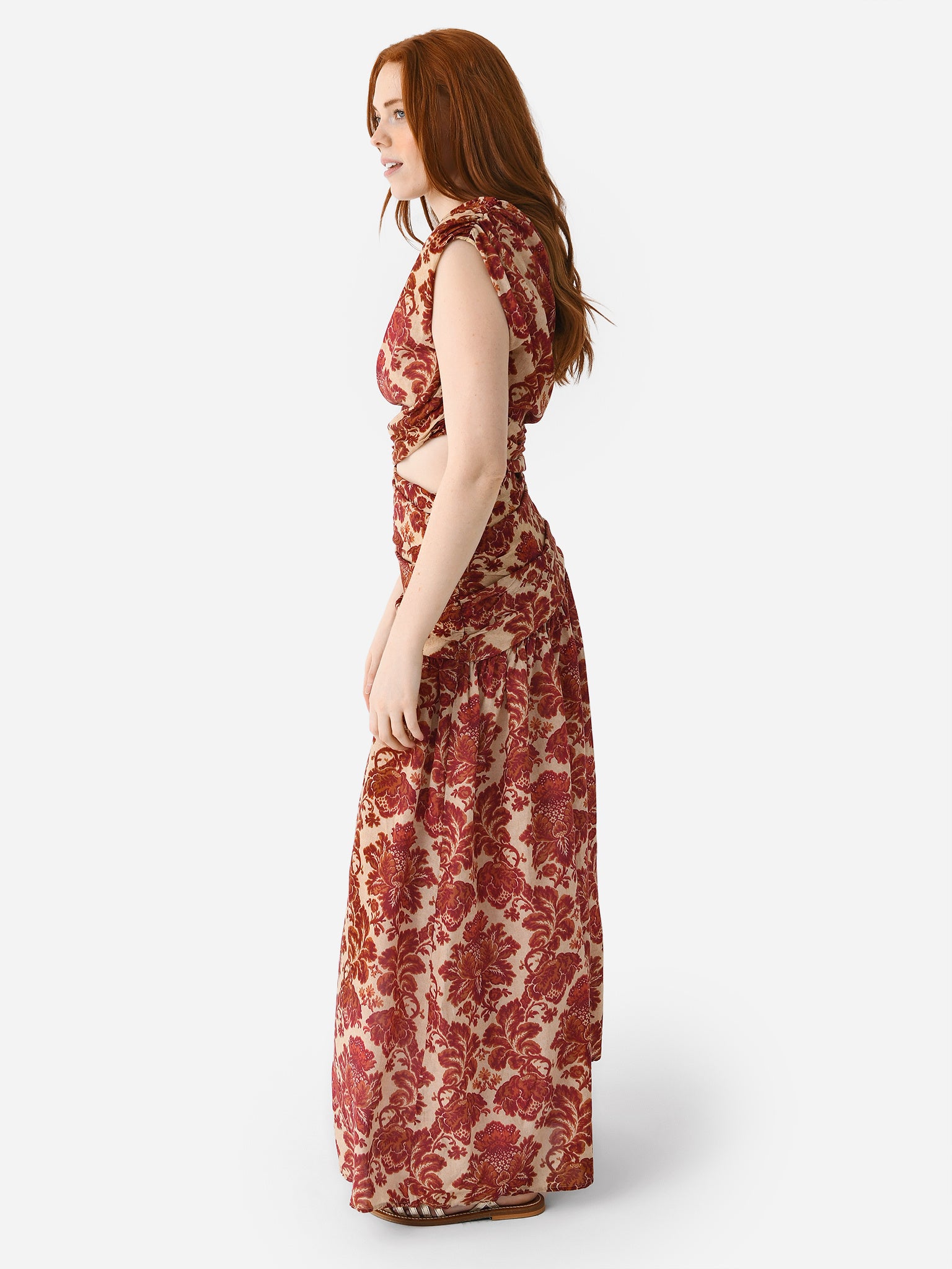posse red floral dress Posse Floral-Print Linen Mini Dress In Deep Red Oat - 50% Off