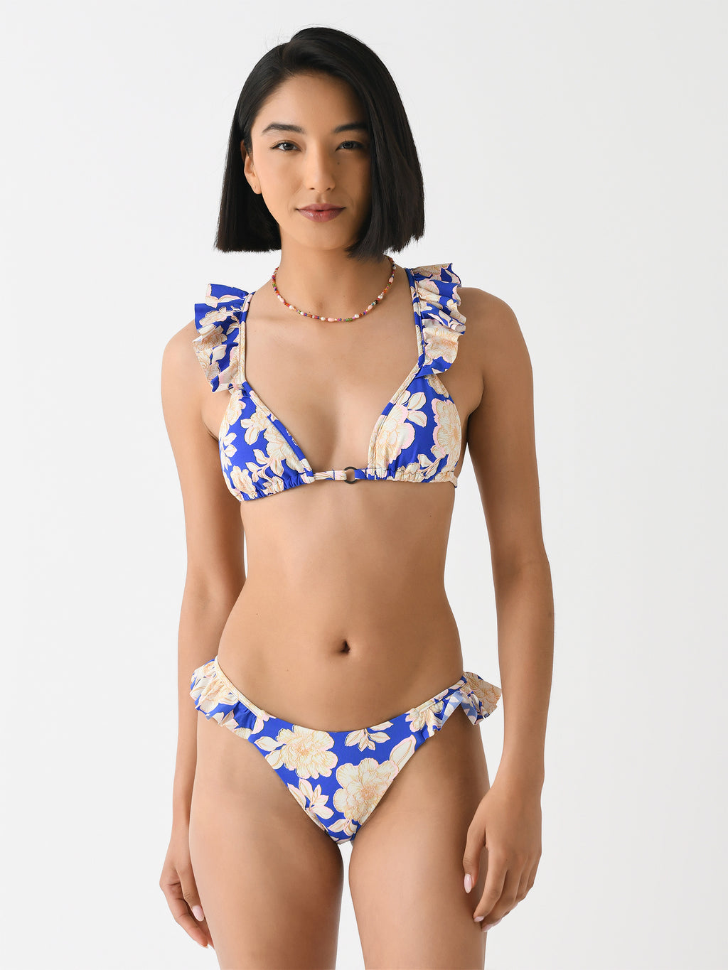 Maaji Women's Blue Bouquet Pirouette Sliding Triangle Bikini Top - Saint Bernard