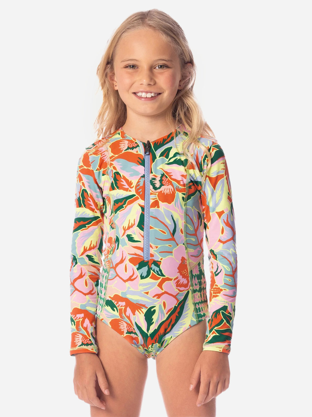 Maaji Girls' Neon Leafy Miku One-Piece Rash Guard - Saint Bernard