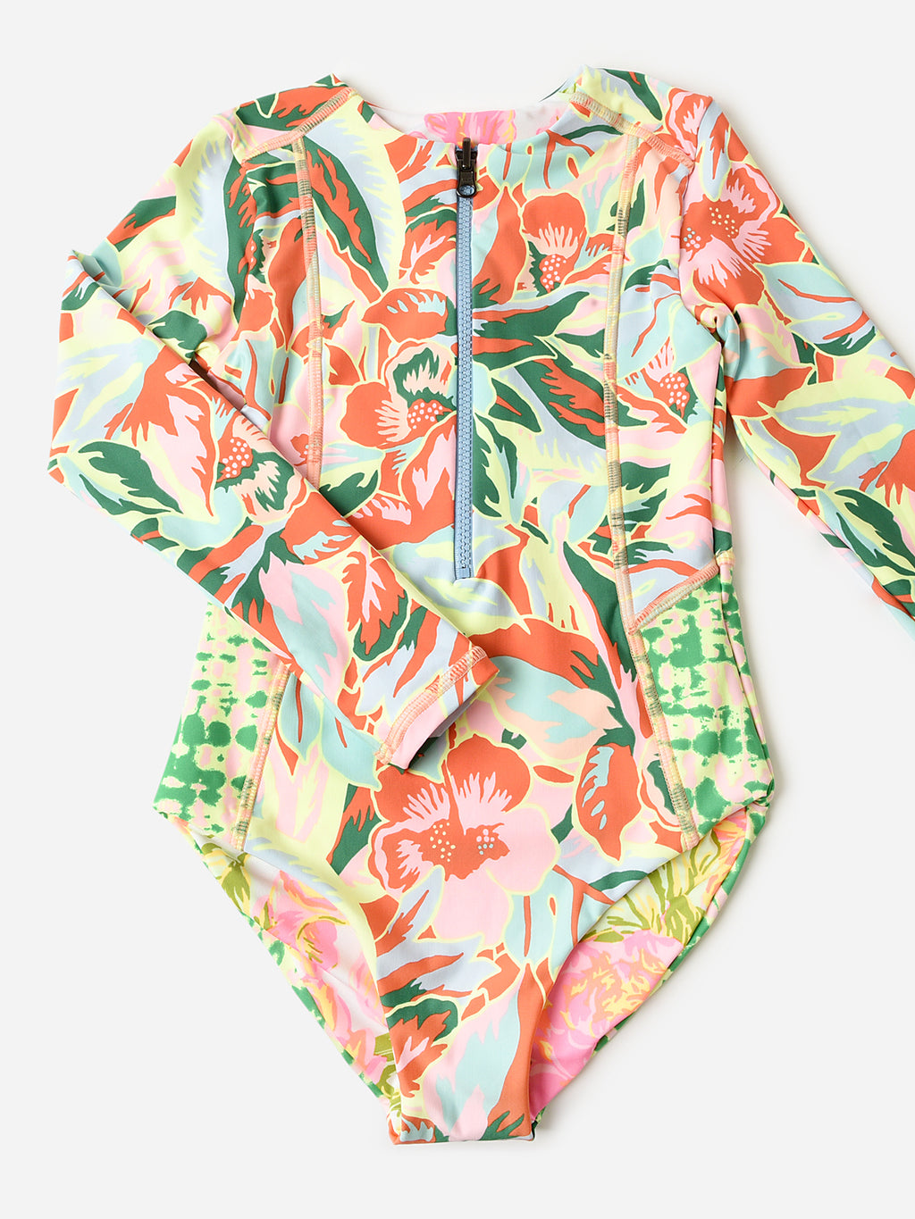 Maaji Girls' Neon Leafy Miku One-Piece Rash Guard - Saint Bernard
