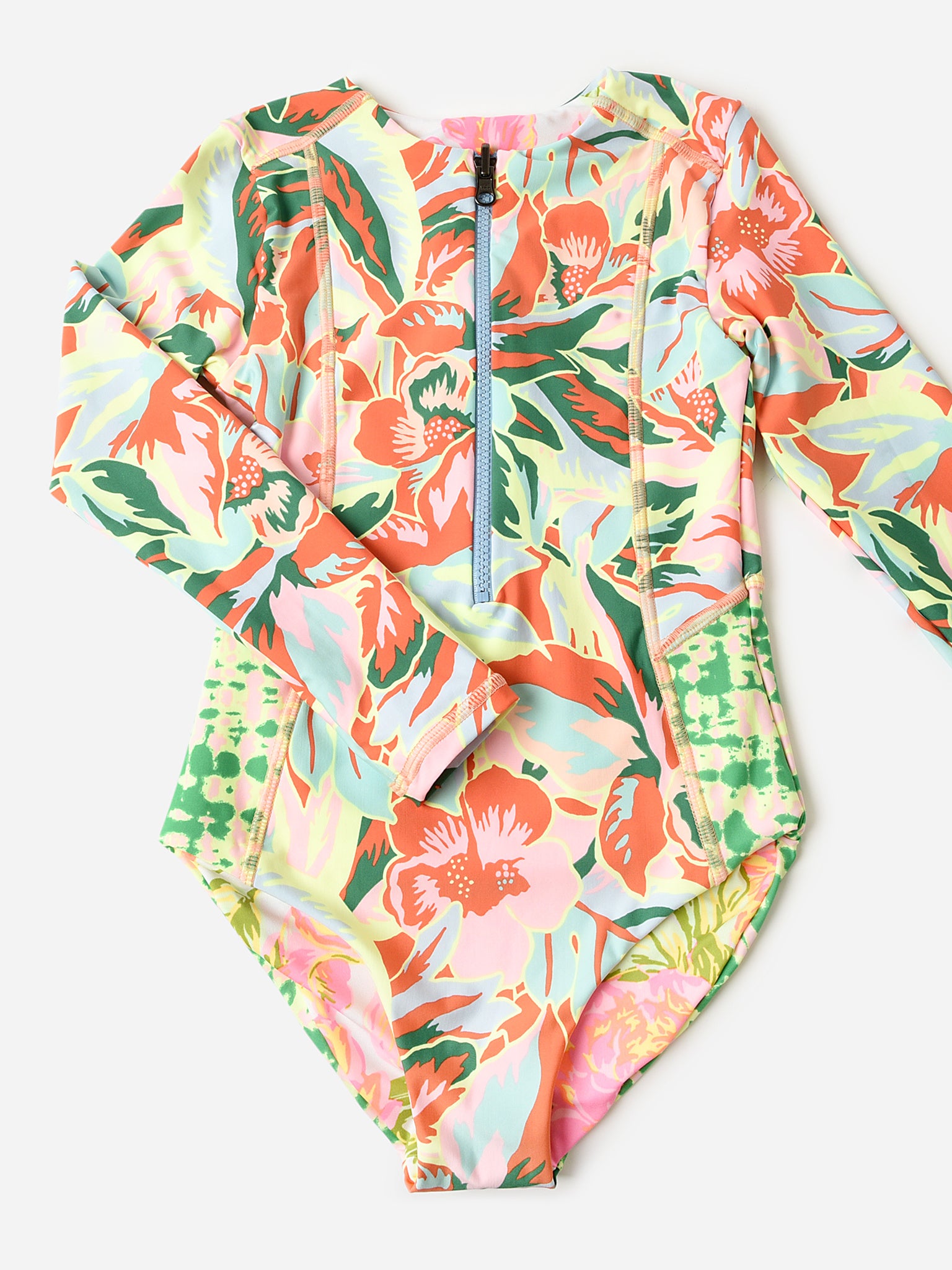 Maaji Girls' Neon Leafy Miku One-Piece Rash Guard - Saint Bernard
