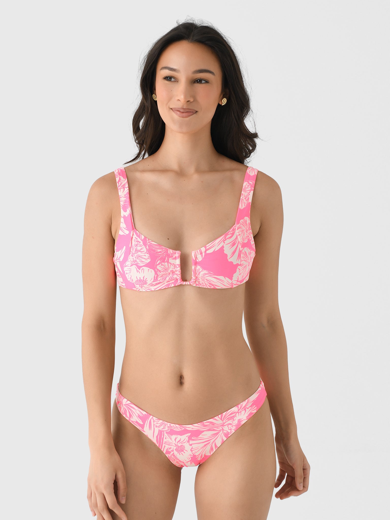 Maaji Women's Pink Blossom Dixie U-Wire Bralette Bikini Top - Saint Bernard
