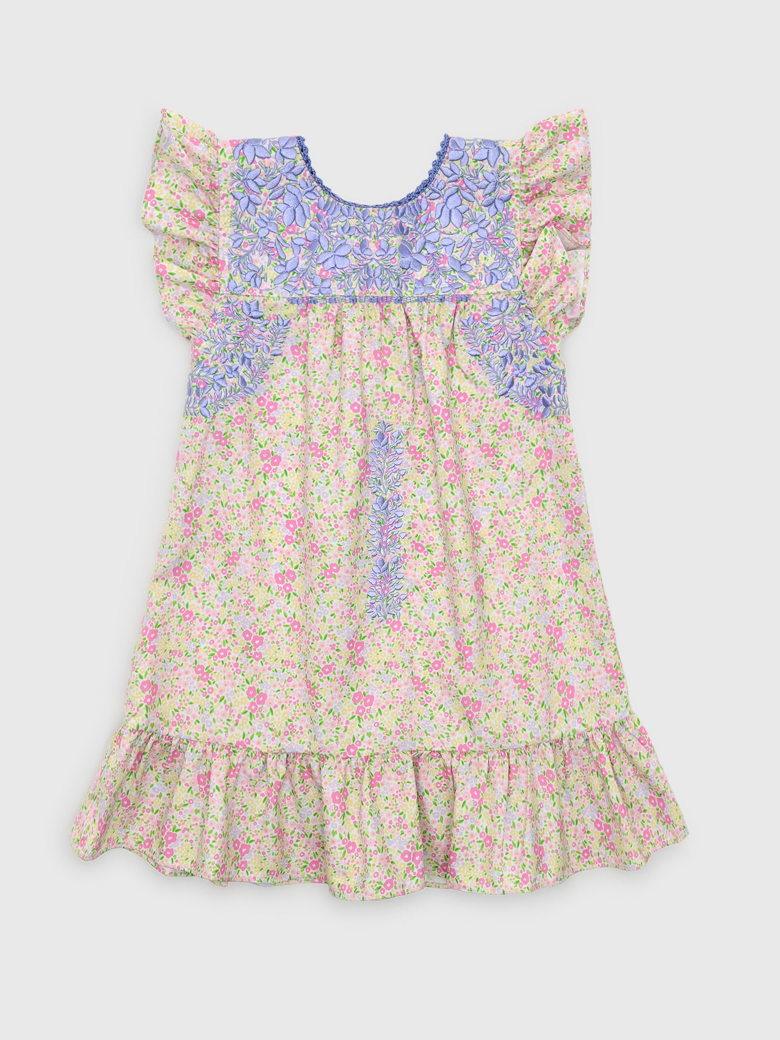 Six Honeybees Girls' Flutter Sleeve Puebla Dress - Saint Bernard