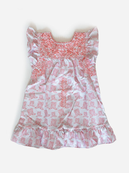 Six Honeybees Girls' Flutter Sleeve Puebla Dress