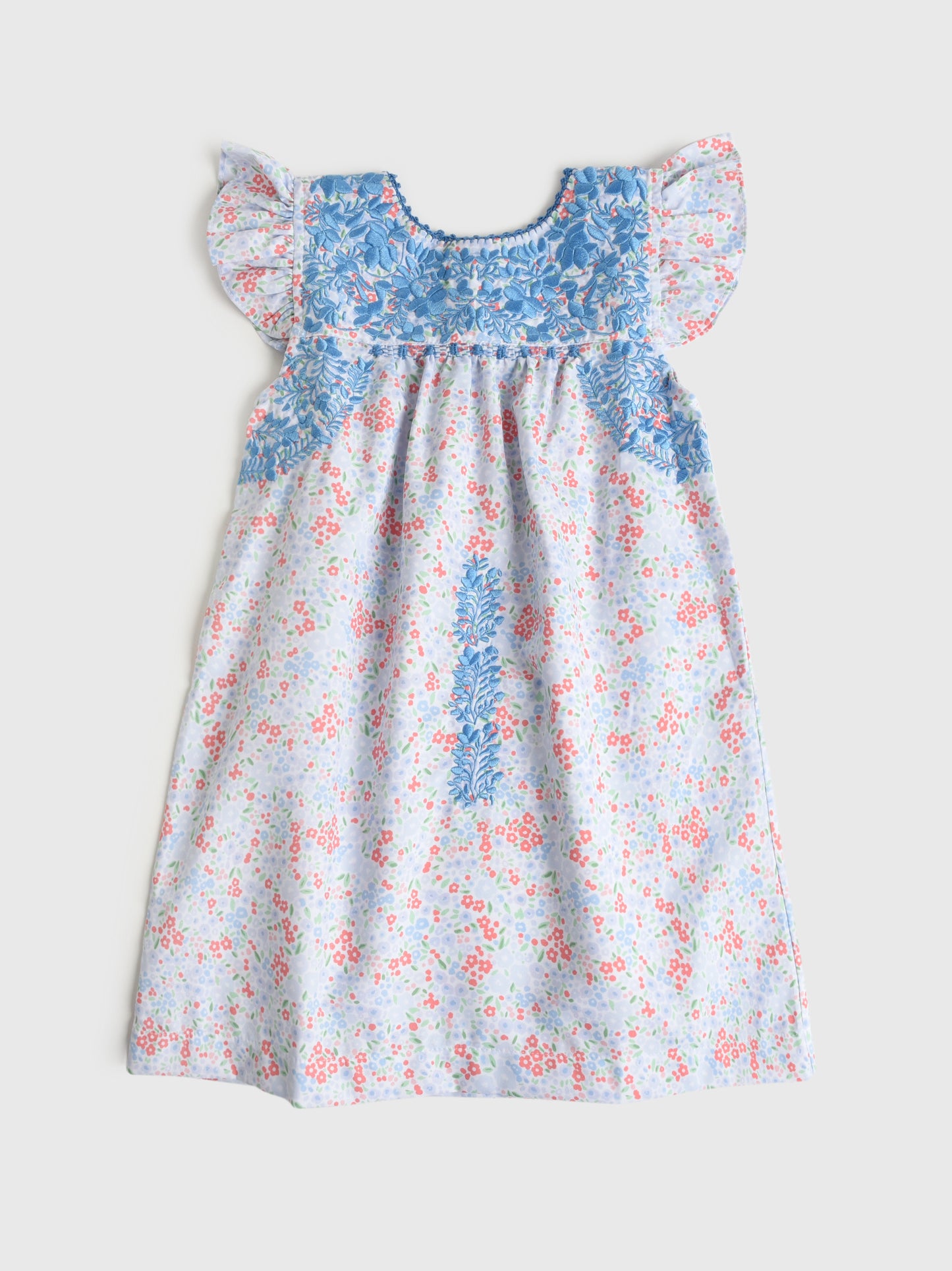 Six Honeybees Girls' Flutter Sleeve Puebla Dress - Saint Bernard