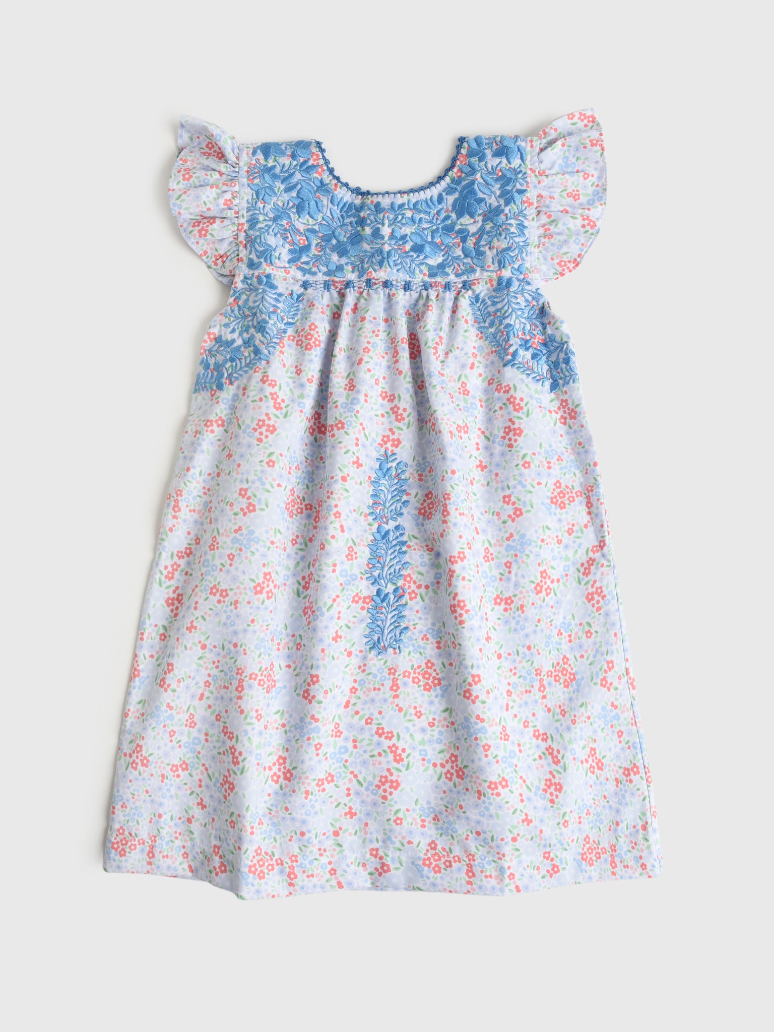 Six Honeybees Girls' Flutter Sleeve Puebla Dress - Saint Bernard