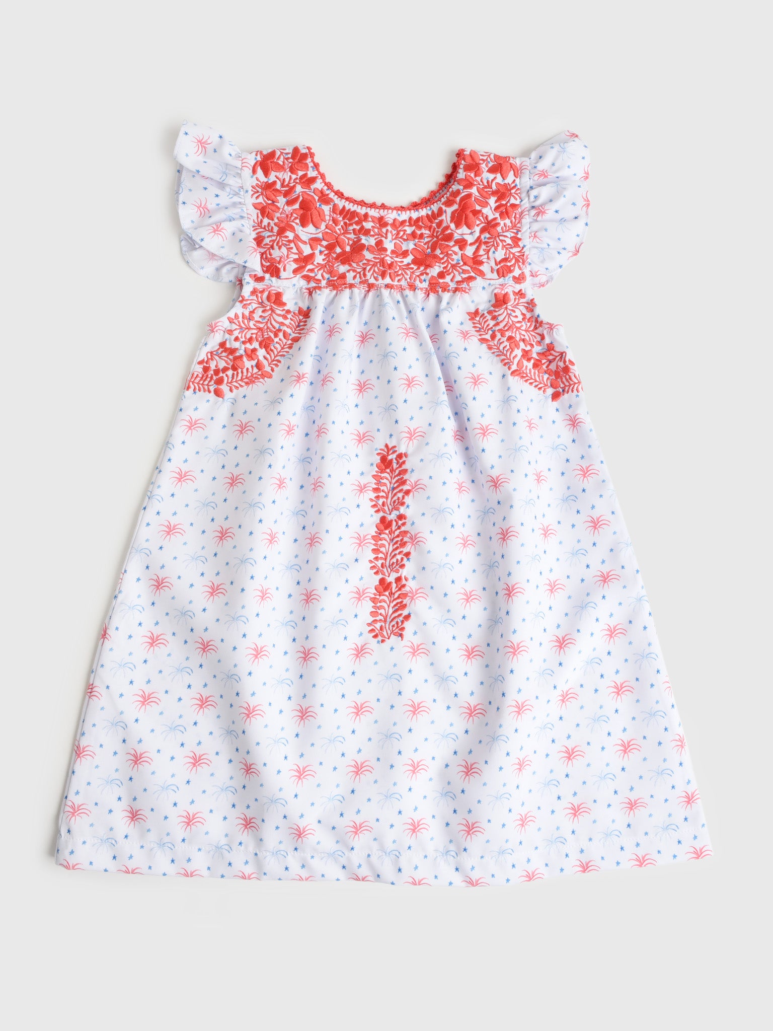 Six Honeybees Girls' Flutter Sleeve Puebla Dress - Saint Bernard