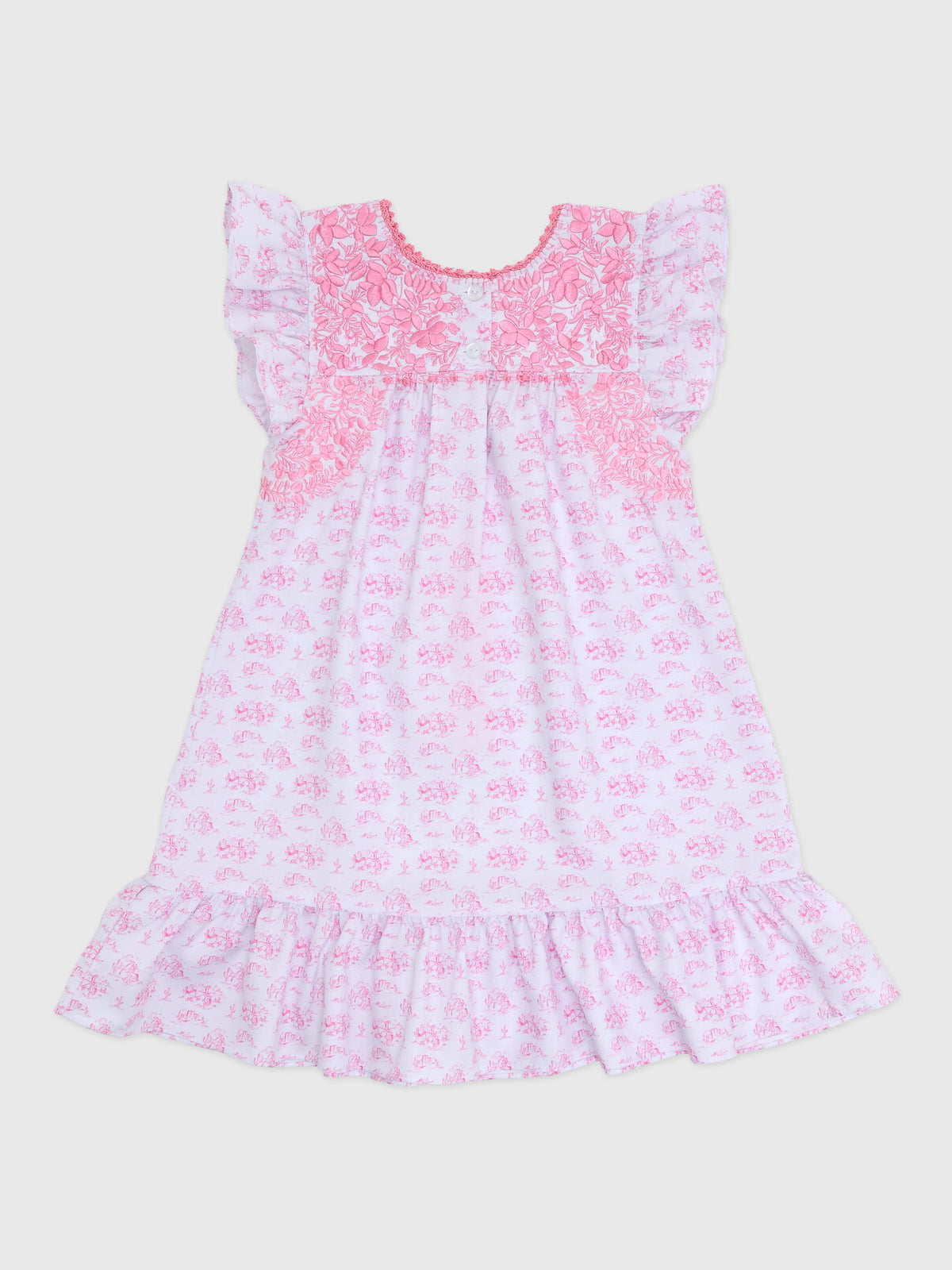Six Honeybees Girls' Flutter Sleeve Puebla Dress - Saint Bernard