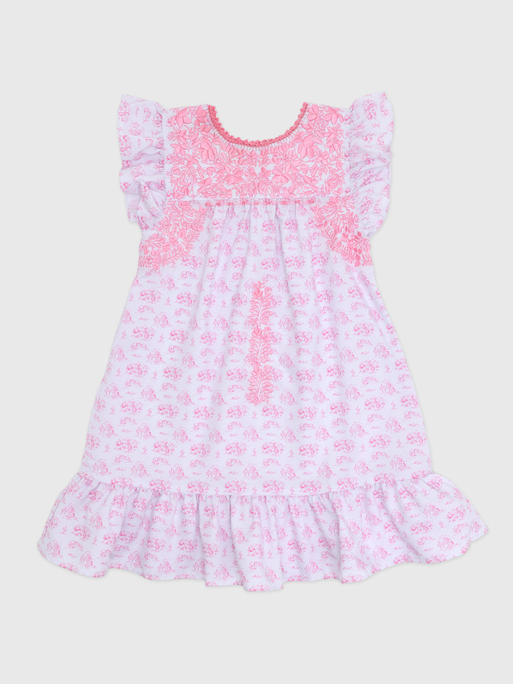 Six Honeybees Girls' Flutter Sleeve Puebla Dress - Saint Bernard