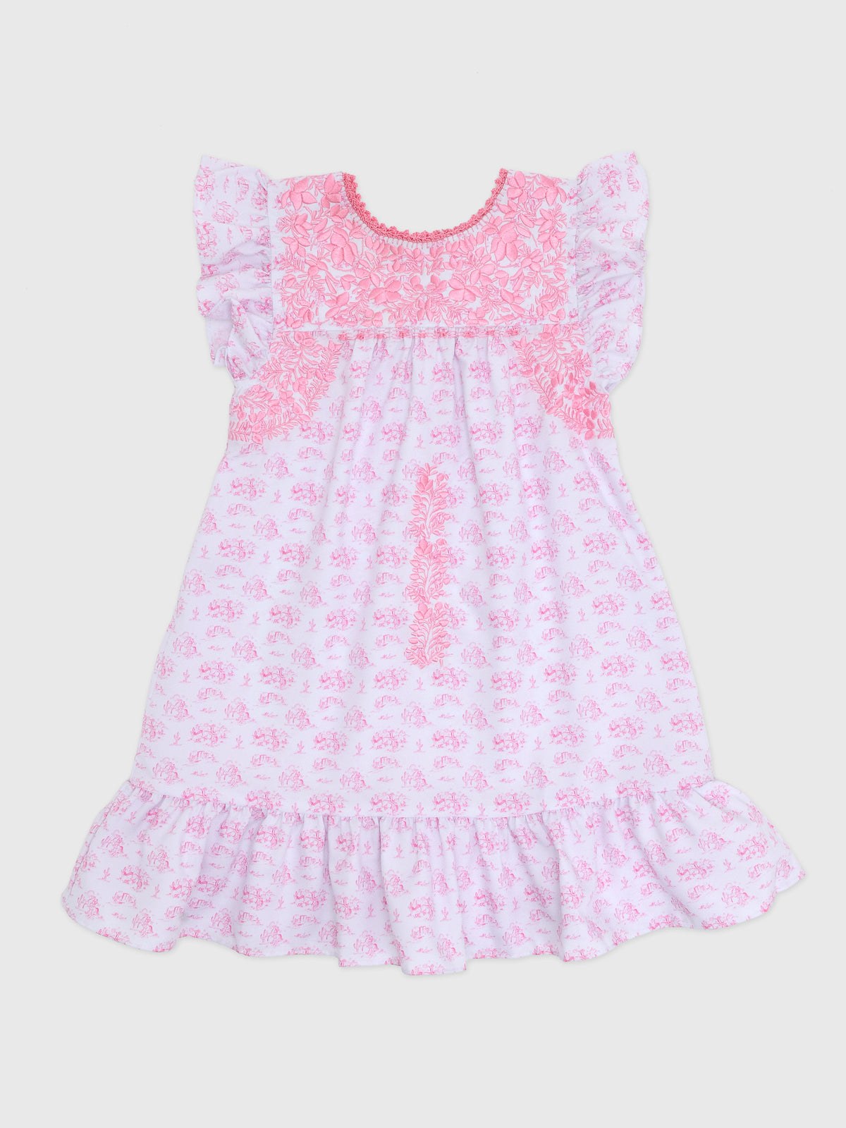 Six Honeybees Girls' Flutter Sleeve Puebla Dress - Saint Bernard