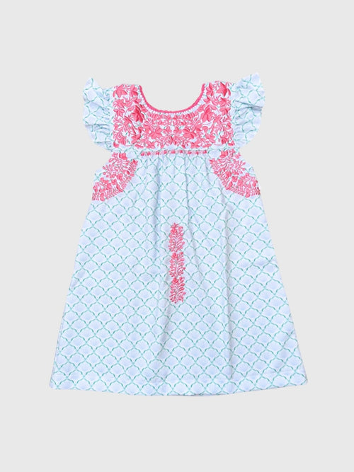 Six Honeybees Girls' Flutter Sleeve Puebla Dress
