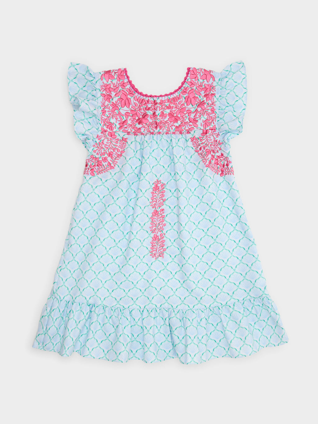 Six Honeybees Girls' Flutter Sleeve Puebla Dress - Saint Bernard