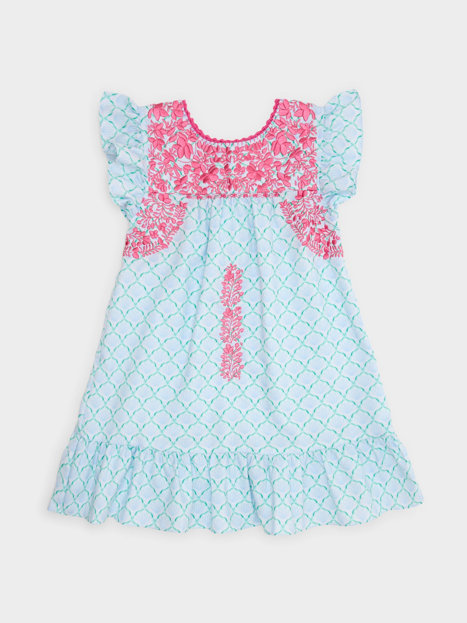 Six Honeybees Girls' Flutter Sleeve Puebla Dress - Saint Bernard