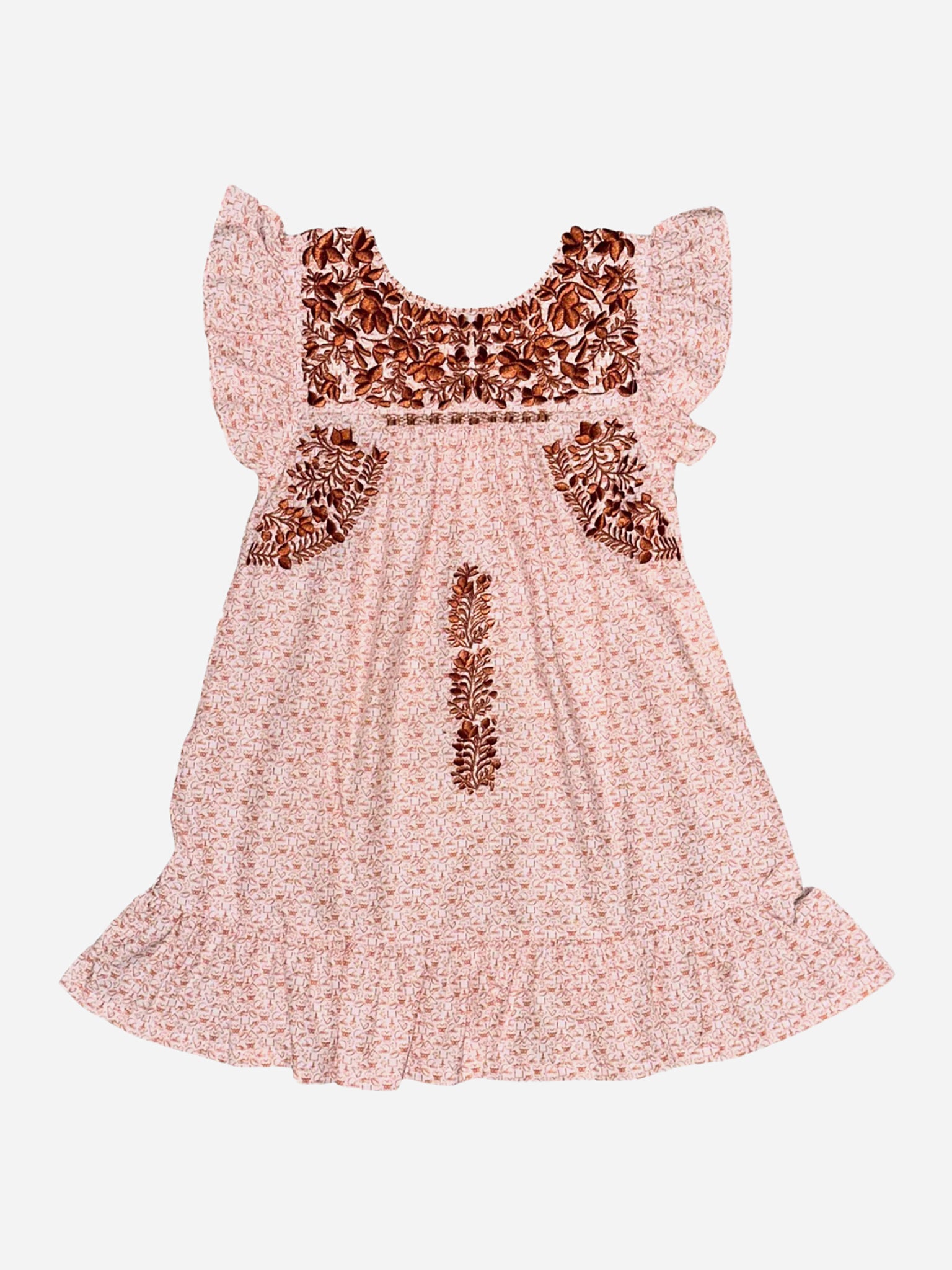 Six Honeybees Girls' Flutter Sleeve Puebla Dress - Saint Bernard