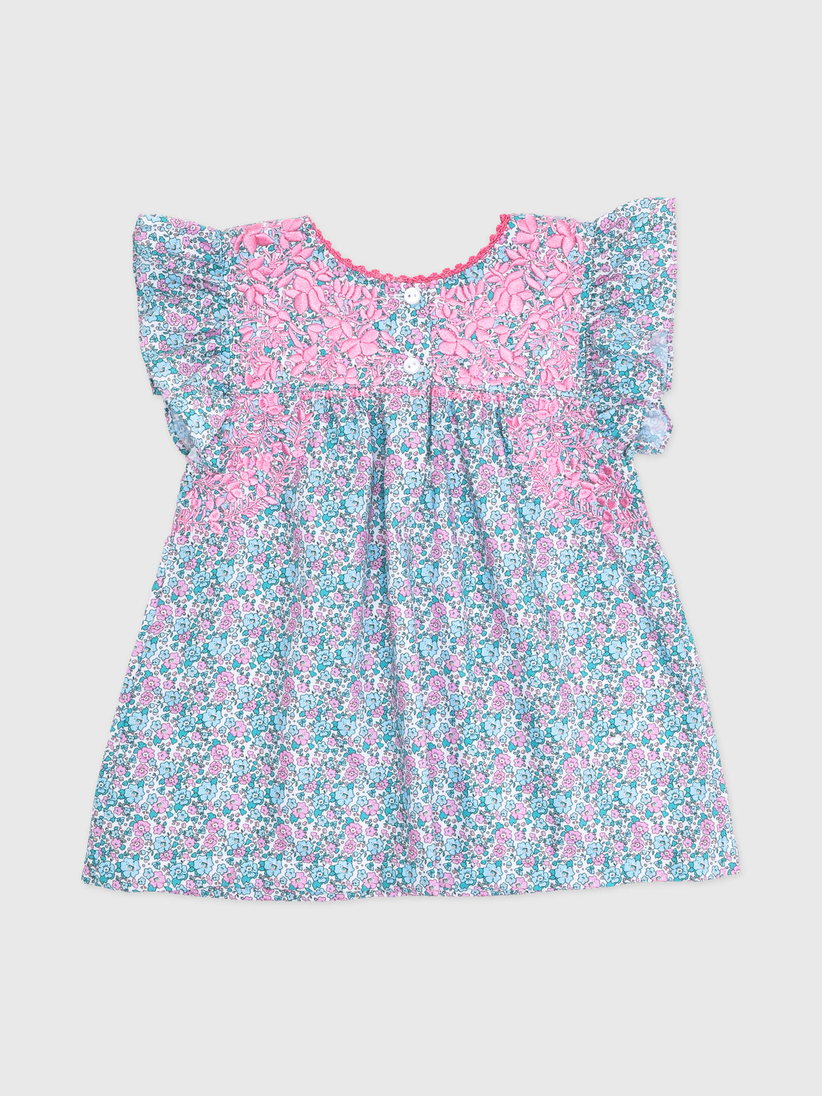 Six Honeybees Girls' Flutter Sleeve Puebla Top - Saint Bernard