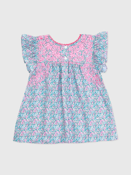 Six Honeybees Girls' Flutter Sleeve Puebla Top - Saint Bernard