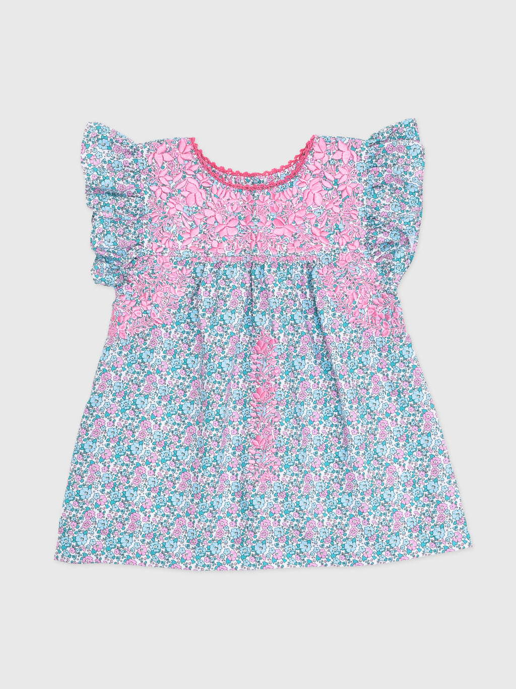 Six Honeybees Girls' Flutter Sleeve Puebla Top - Saint Bernard