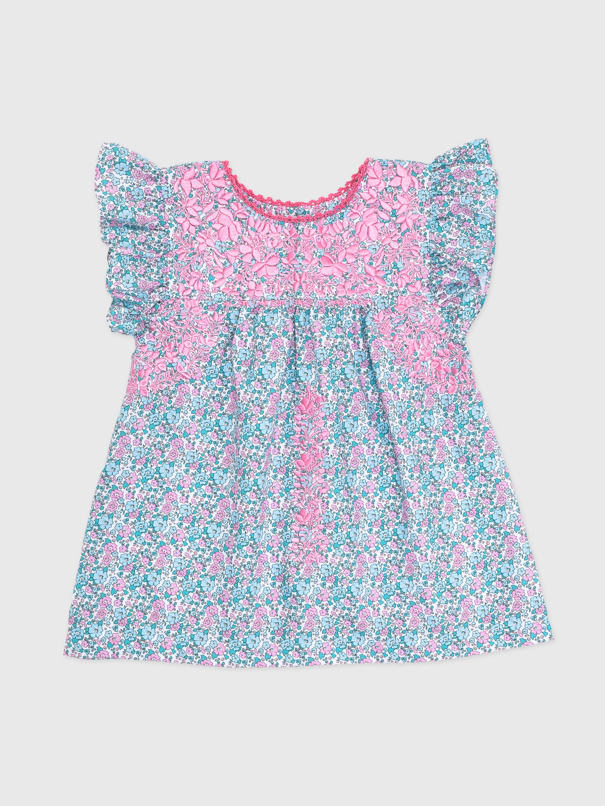 Six Honeybees Girls' Flutter Sleeve Puebla Top - Saint Bernard